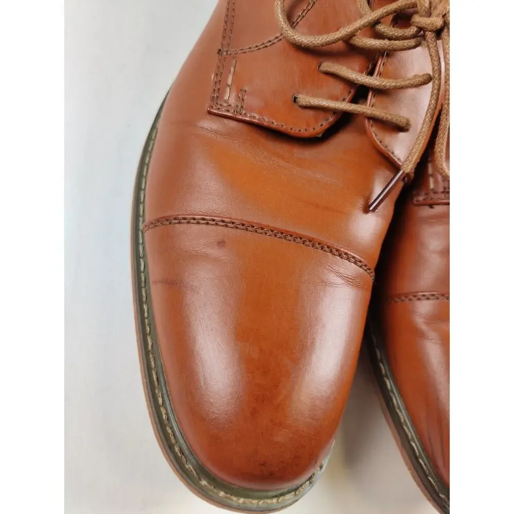Vostey Milan Men's Oxford Dress Shoes Brown Leather Lace-Up Size 10